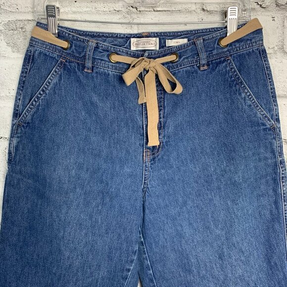 Vintage Denim Jorts Mid High Rise Baggy Relaxed Fit Front Tie Jean Bermuda Short - Picture 2 of 9